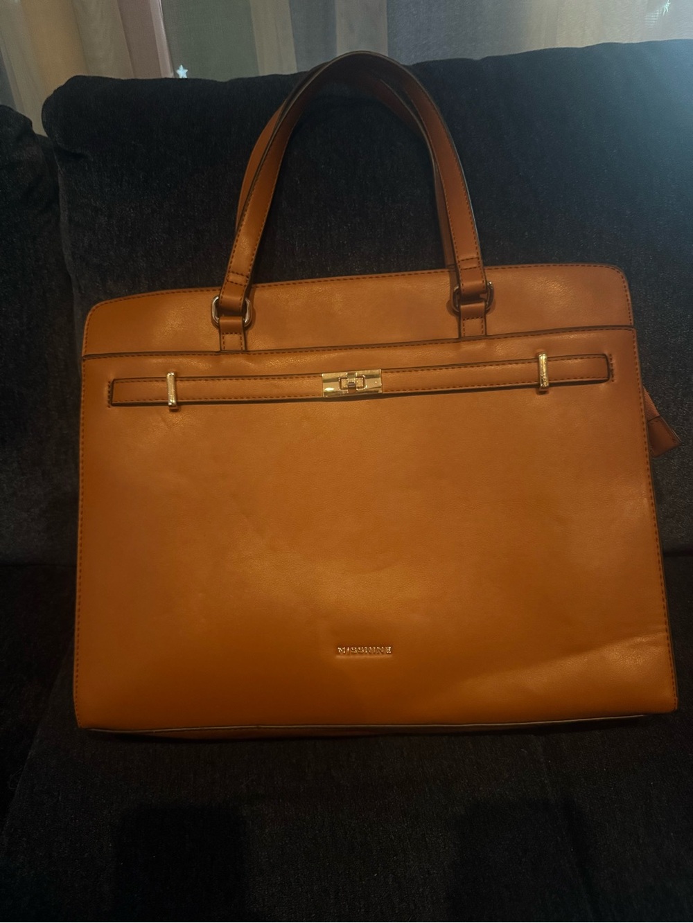 Missnine Brown PU Leather Laptop Bag